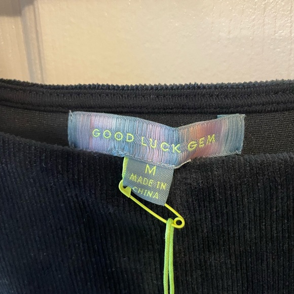GOOD LUCK GEM / black velvet/corduroy dress / size medium - Picture 5 of 6